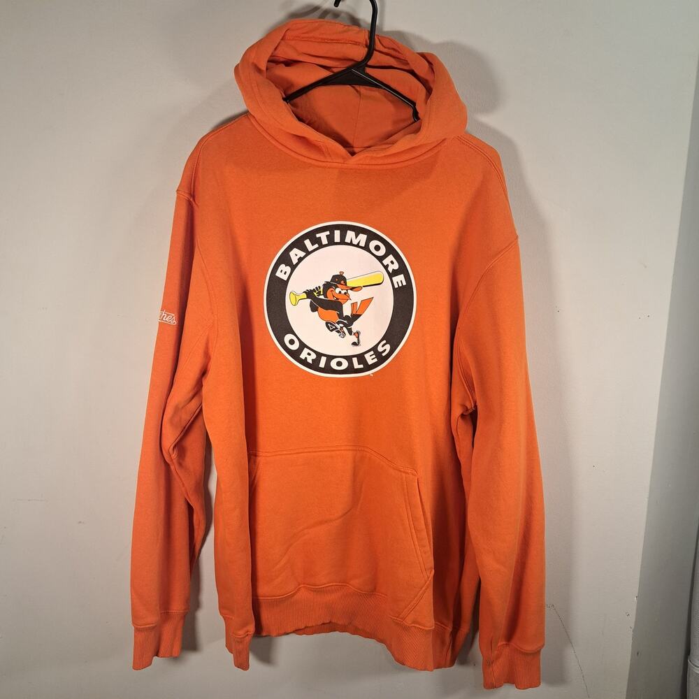Stitches Baltimore Orioles Orange Oriole Bird Batting Logo Hoodie XL